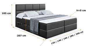 Boxspringbett ARDENI Hochglanz Schwarz - Breite: 200 cm - H4