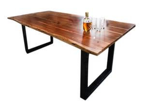 KAWOLA Tisch LORE Baumkante Nussbaum KAWOLA Tisch LORE Baumkante Nussbaum Fuß schwarz 160x85 cm - 85 x 160 cm