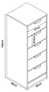 Kommode Varkaus Eiche Dekor - 40 x 108 cm