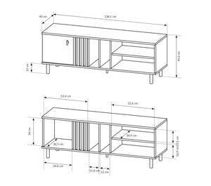 Meuble de télévision MADIS RTV138 Beige - Noir - Bois manufacturé - Matière plastique - 139 x 50 x 40 cm