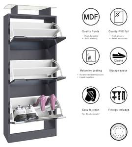 Schuhschrank Space V2 Anthrazit matt Hochglanz Grau