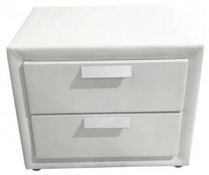 Table de chevet blanche 2 tiroirs Blanc - En partie en bois massif - 51 x 40 x 41 cm