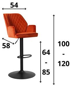 Barhocker Novan Samt kupfer Kupfer