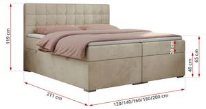 Boxspringbett CARMEN Beige - Breite: 180 cm - H3 - Textil