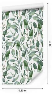 Tapete Eukalyptus BLÄTTER Pflanzen Natur Beige - Grün - Weiß - Papier - Textil - 53 x 1000 x 1000 cm