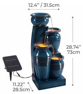 Solar-Gartenbrunnen RJ-23062B Blau - Kunststoff - 29 x 73 x 32 cm