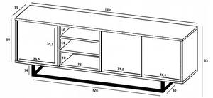 Tv-Lowboard APOLLO Schwarz - Eiche Wotan Dekor