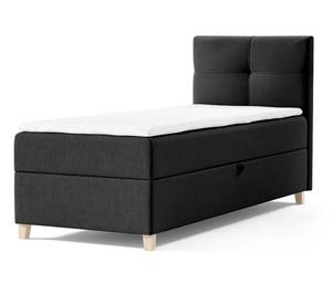 Einzelbett Boxspringbett Anter Mini Schwarz - Breite: 90 cm - Bettkasten rechts