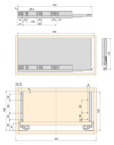 Vertex Schubladen-Kit für Küche und Grau - Metall - 58 x 8 x 53 cm