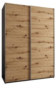 Armoire Lux 1 Noir - Imitation chêne - Argenté - Largeur : 180 cm