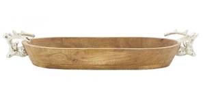 Ovaler Korb aus Mangoholz "Cerf" Massivholz - 47 x 9 x 21 cm