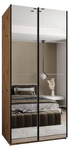 Armoire Lux 2 Noir - Imitation chêne - Blanc - Largeur : 110 cm