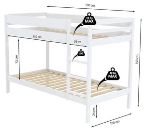Etagenbett BRICE mit Lattenrosten Weiß
