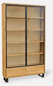 Holzvitrine im Loftstil DELIO IV Braun - Massivholz - Holzart/Dekor - 120 x 210 x 30 cm