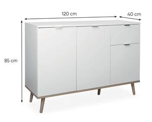 Buffet Copenhague Blanc - Bois manufacturé - 40 x 85 x 120 cm