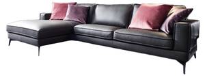 Ecksofa LUGA Grau - Echtleder - Textil - 276 x 84 x 177 cm