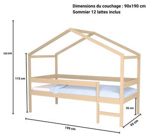 Lit cabane Waël Beige - Bois massif