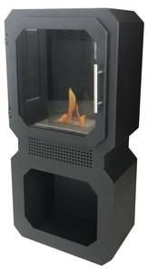 Bioethanol-Kamin MUSIA Schwarz - Metall - 45 x 90 x 27 cm