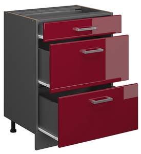 Küchenschrank mit Schublade R-Line 46970 Anthrazit - Hochglanz Bordeaux - 60 x 82 x 60 cm