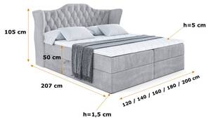 Boxspringbett VILA Grau - Breite: 180 cm - H4