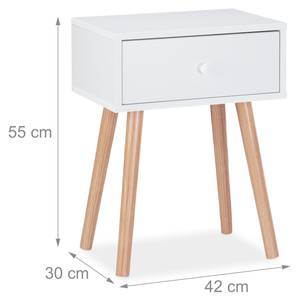 Table de nuit scandinave Marron - Blanc - Bois manufacturé - 42 x 55 x 30 cm