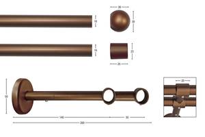 Gardinenstange Bolti 2 lfg. Braun - Breite: 250 cm