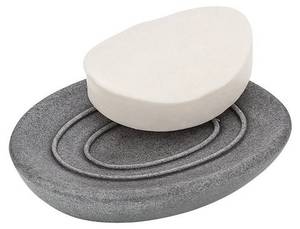 Seifenablage Pebble Stone - Polyresin Grau - Keramik - 11 x 2 x 12 cm