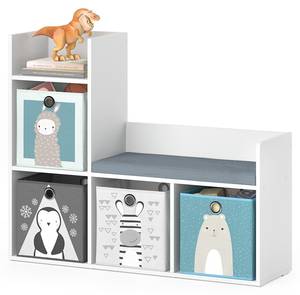 Regal Luigi Sitzbank und 4 Faltboxen Weiß - Holzwerkstoff - 107 x 89 x 31 cm