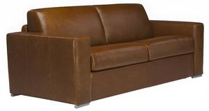 Schlafsofa DELECTEA Braun - Echtleder - 100 x 84 x 200 cm