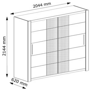 Schiebetürenschrank BARI Weiß - Holzwerkstoff - 204 x 214 x 62 cm