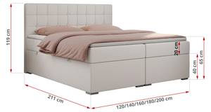 Boxspringbett CARMEN Weiß - Breite: 160 cm - H3 - Kunstleder