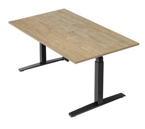 Höhenverstellbarer Tisch Basic Line Wildeiche Dekor - Breite: 140 cm - Schwarz