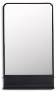 Wandspiegel mit Ablage Schwarz - Glas - Metall - 46 x 75 x 9 cm