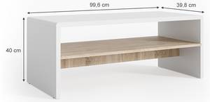Table basse 100cm avec rangement Marron clair - Blanc
