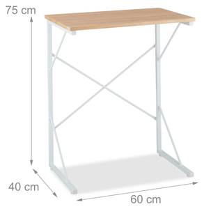 Kleiner Schreibtisch Braun - Weiß - Holzwerkstoff - Metall - Kunststoff - 60 x 75 x 40 cm