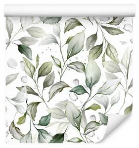 Papier Peint FEUILLES Plantes Nature Noir - Gris - Vert - Blanc - Papier - Textile - 53 x 1000 x 1000 cm