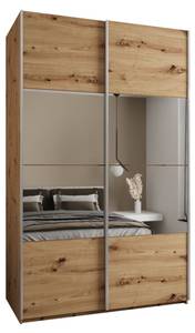 Armoire Lux 4 Imitation chêne - Argenté - Largeur : 150 cm