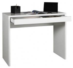 Console bureau avec tiroir - ZAC Blanc - Bois manufacturé - 100 x 80 x 40 cm