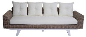 Sofa M32 Weiß - Rattan - Massivholz - 209 x 85 x 78 cm