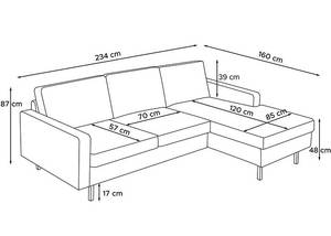 Ecksofa INVIA Hellgrau - Ecke davorstehend rechts - Ottomane davorstehend rechts