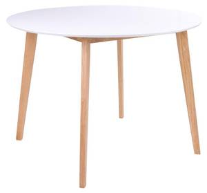 Table à manger Voos Blanc - En partie en bois massif - 105 x 75 x 105 cm