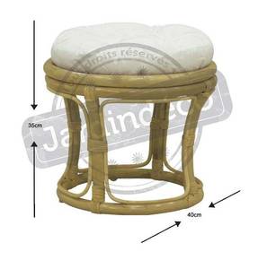 Tabouret en rotin avec coussin Uni Blanc