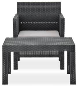 Garten-Lounge-Set Grau - Kunststoff - Polyrattan - 58 x 41 x 58 cm