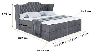 Boxspringbett VILA Steingrau - Breite: 120 cm - H4