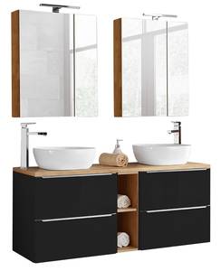 Bad Set mit 2 Waschbecken (10-teilig) Schwarz - Holzwerkstoff - 140 x 190 x 48 cm