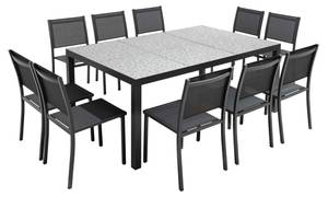 Gartentisch mit 10 Stühle Tivoli Grau - Metall - 121 x 74 x 182 cm
