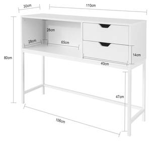 Table Console FSB20-W Blanc - Bois manufacturé - 110 x 80 x 30 cm