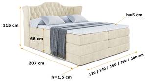 Boxspringbett VILA KING Ecru - Breite: 160 cm