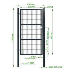 Portillon grillagé RAZO poteaux carrés Gris - Hauteur : 186 cm