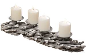 Kerzenhalter für 4 Kerzen grau 55 cm Grau - Holzwerkstoff - 10 x 8 x 55 cm
